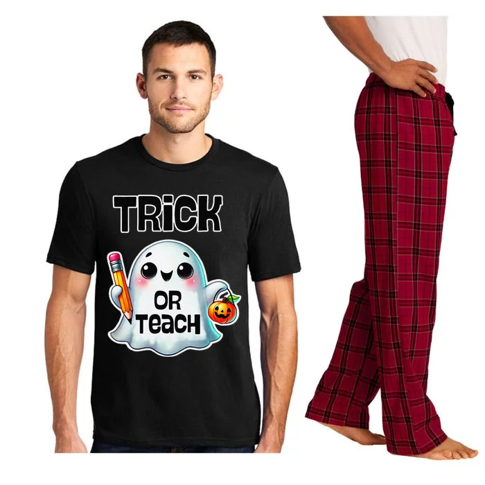 Teacher Halloween Trick Or Teach Cute Ghost Coffee Pumpkins Pajama Set