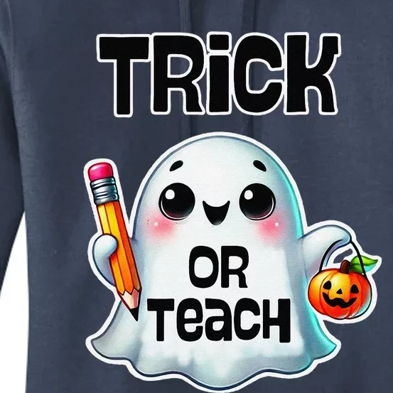 Teacher Halloween Trick Or Teach Cute Ghost Coffee Pumpkins Women's Pullover Hoodie