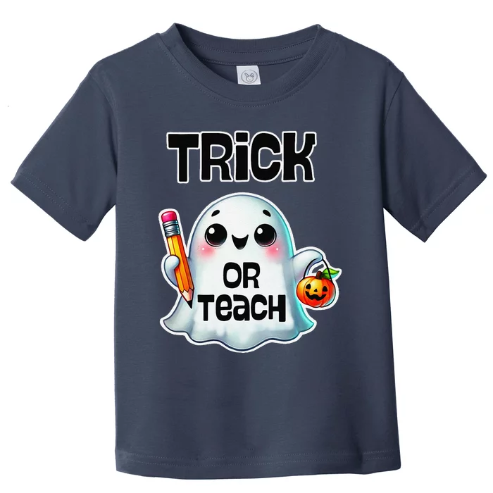 Teacher Halloween Trick Or Teach Cute Ghost Coffee Pumpkins Toddler T-Shirt