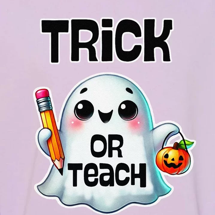 Teacher Halloween Trick Or Teach Cute Ghost Coffee Pumpkins Garment-Dyed Sweatshirt