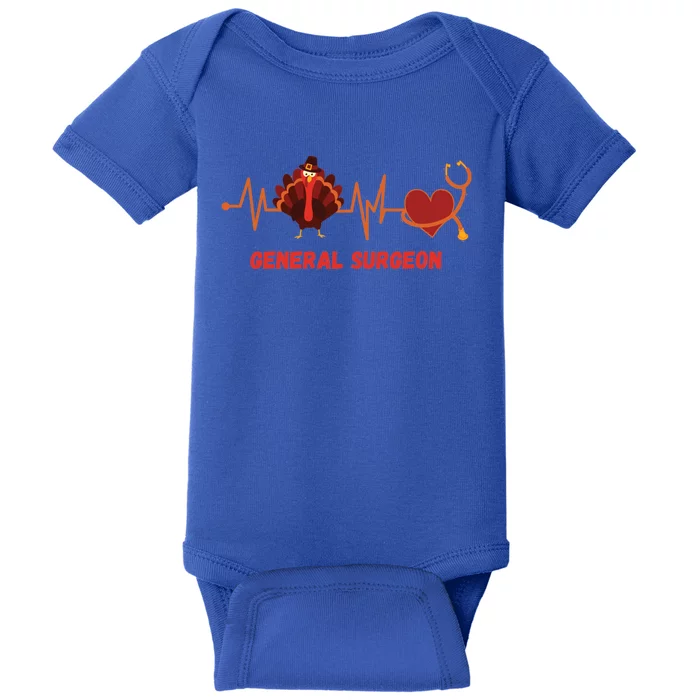 Thanksgiving Heartbeat Turkey General Surgeon Doctor Gift Baby Bodysuit