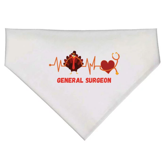 Thanksgiving Heartbeat Turkey General Surgeon Doctor Gift USA-Made Doggie Bandana