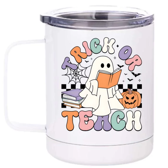 Teacher Halloween Trick Or Teach Front & Back 12oz Stainless Steel Tumbler Cup