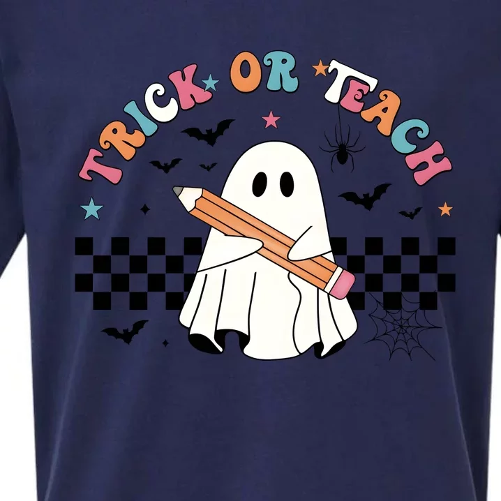 Teacher Halloween Trick Or Teach Sueded Cloud Jersey T-Shirt