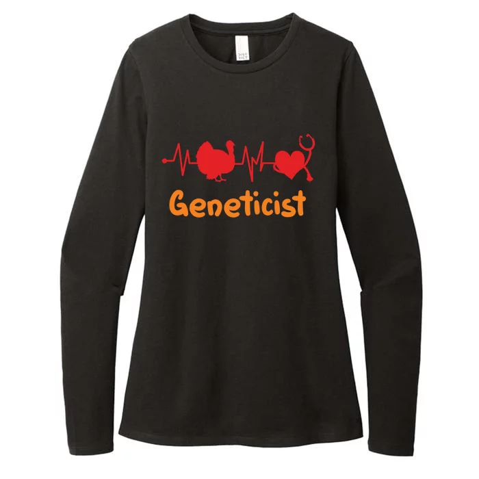 Thanksgiving Heartbeat Turkey Geneticist Doctor Medical Gift Womens CVC Long Sleeve Shirt