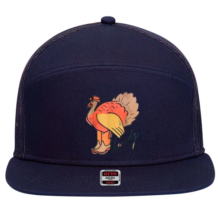 Turkey Howdy Turkey Girl Obsessed Gift 7 Panel Mesh Trucker Snapback Hat