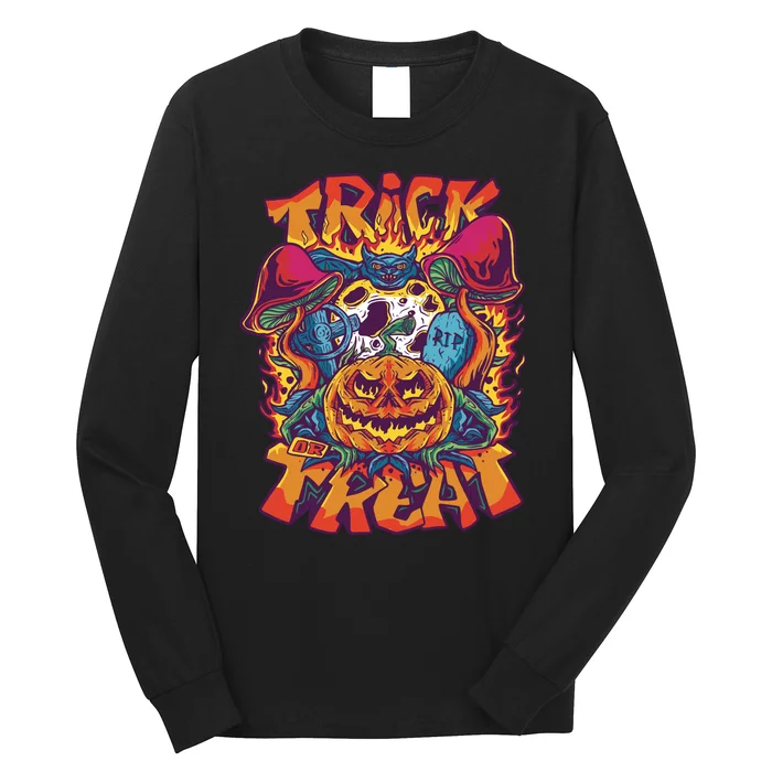 Trippy Halloween Trick Or Treat Long Sleeve Shirt