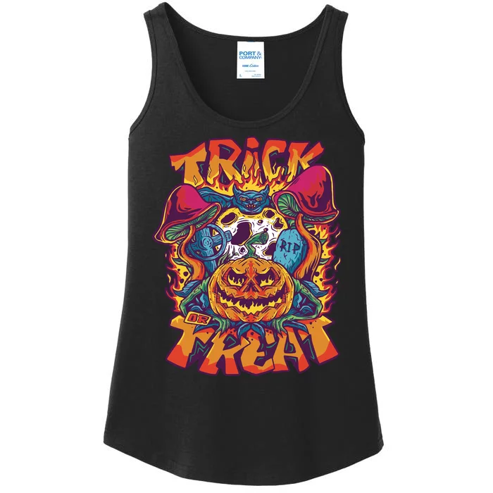 Trippy Halloween Trick Or Treat Ladies Essential Tank