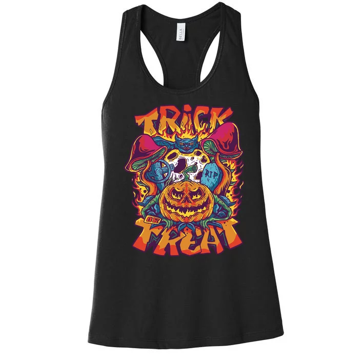 Trippy Halloween Trick Or Treat Women's Racerback Tank