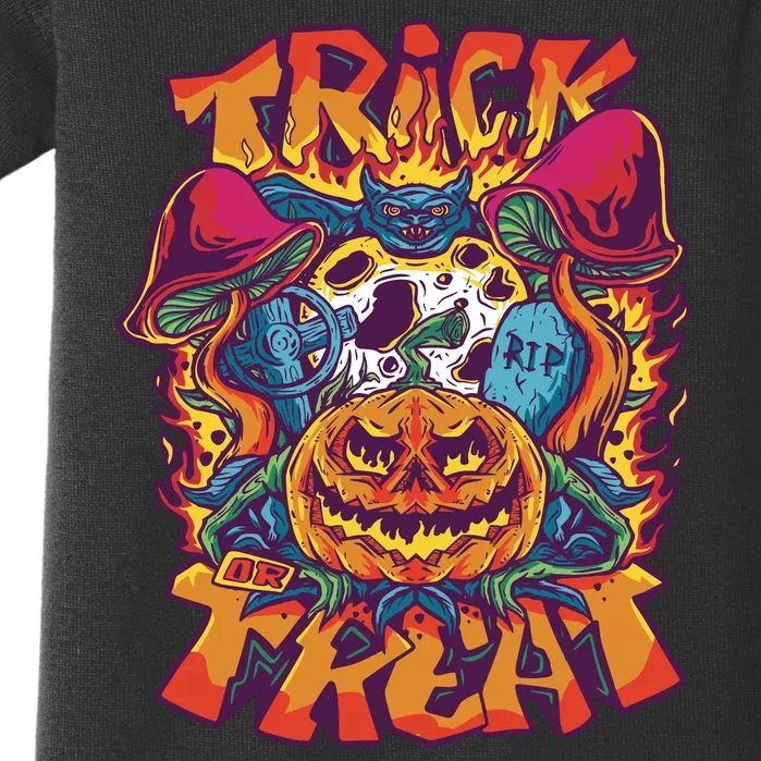 Trippy Halloween Trick Or Treat Baby Bodysuit