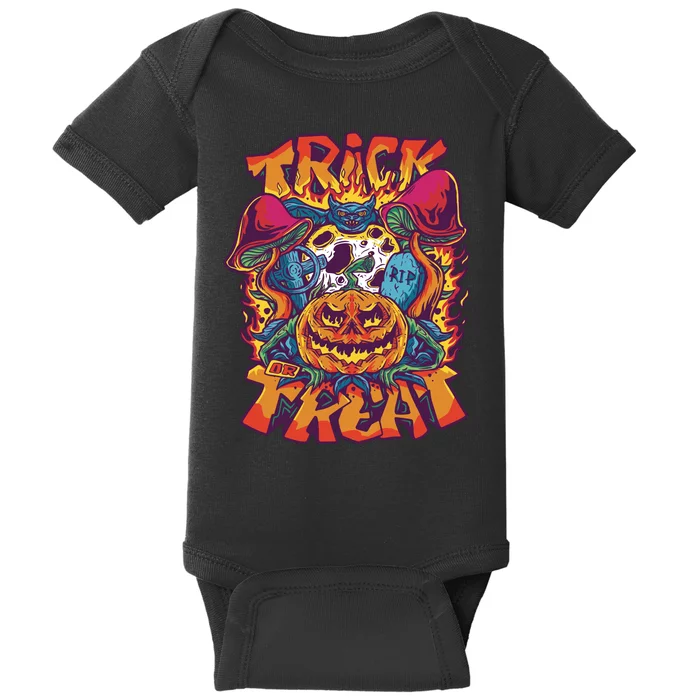 Trippy Halloween Trick Or Treat Baby Bodysuit