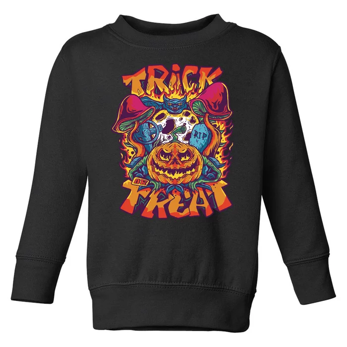 Trippy Halloween Trick Or Treat Toddler Sweatshirt