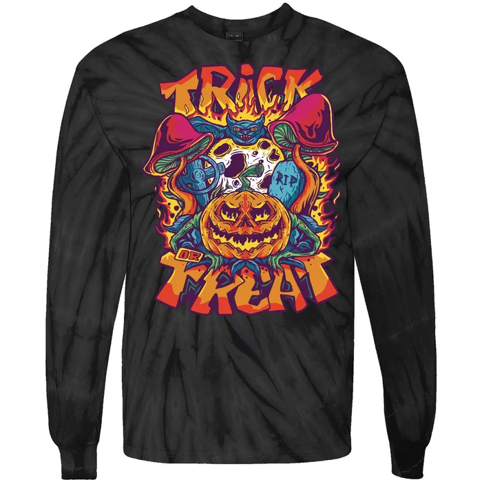 Trippy Halloween Trick Or Treat Tie-Dye Long Sleeve Shirt