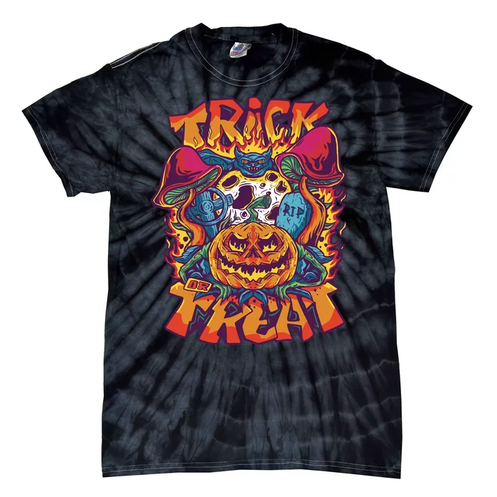 Trippy Halloween Trick Or Treat Tie-Dye T-Shirt