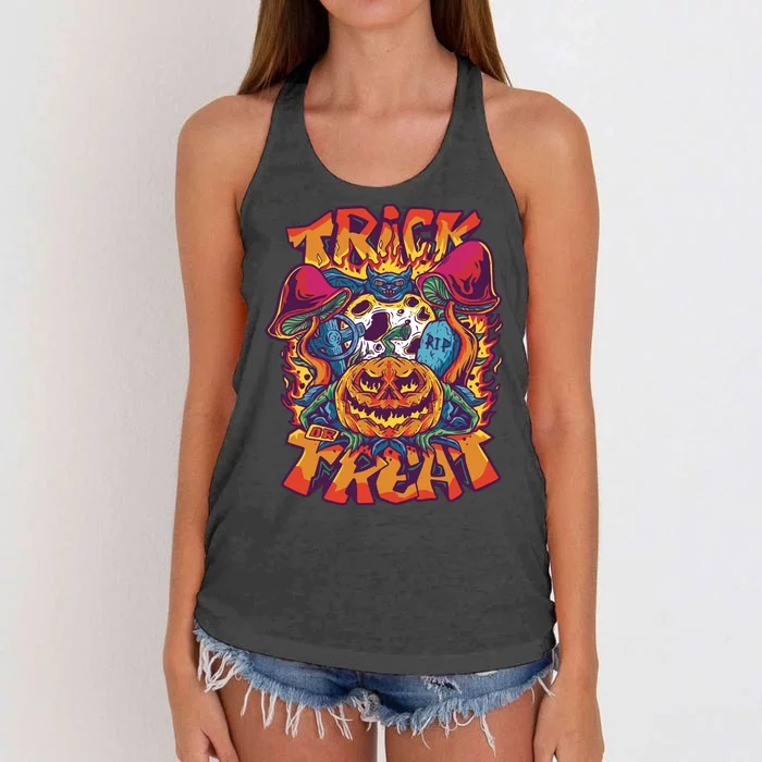 Trippy Halloween Trick Or Treat Women's Knotted Racerback Tank