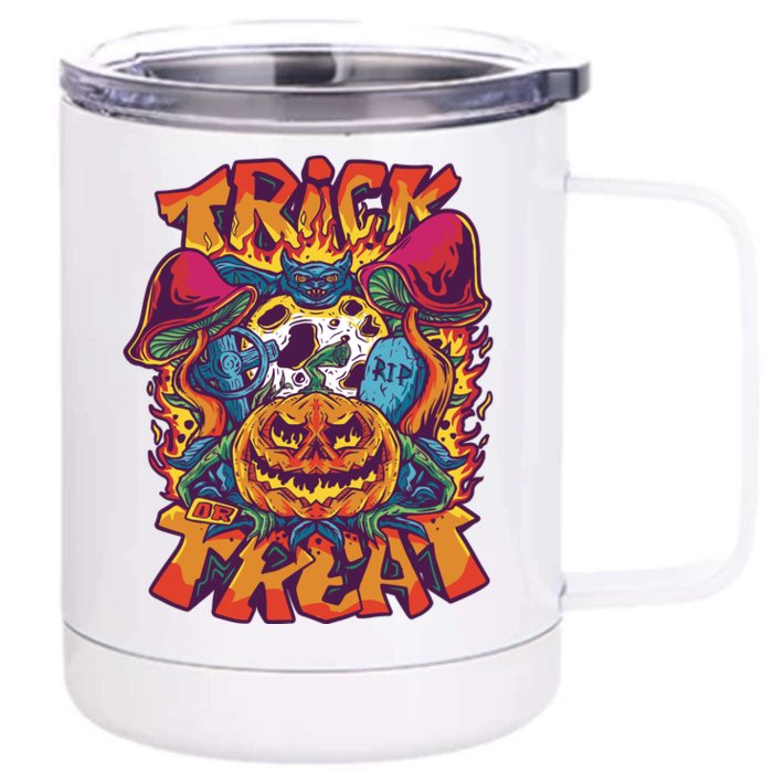 Trippy Halloween Trick Or Treat Front & Back 12oz Stainless Steel Tumbler Cup