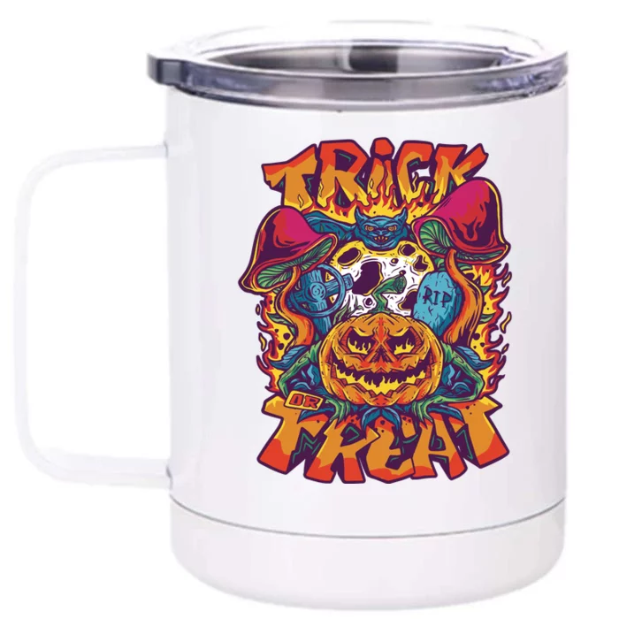 Trippy Halloween Trick Or Treat Front & Back 12oz Stainless Steel Tumbler Cup