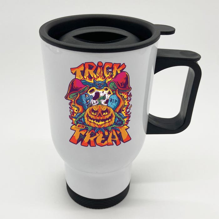 Trippy Halloween Trick Or Treat Front & Back Stainless Steel Travel Mug