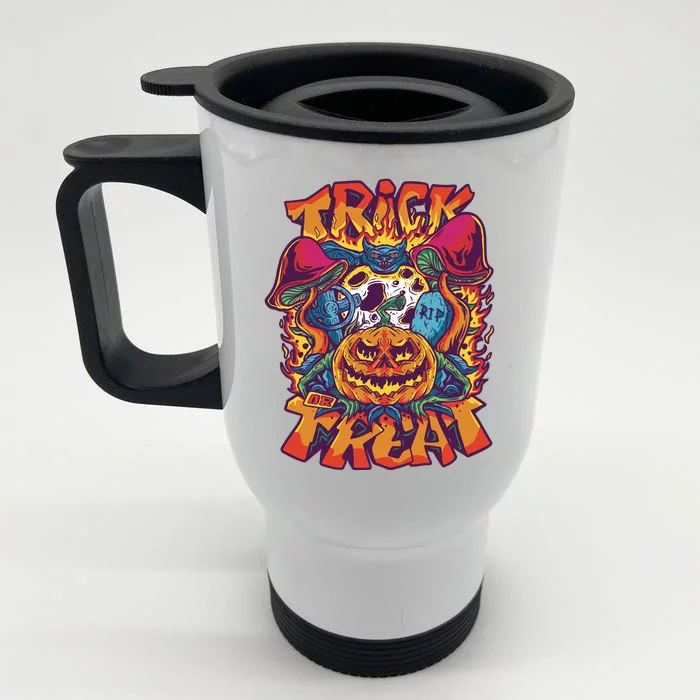 Trippy Halloween Trick Or Treat Front & Back Stainless Steel Travel Mug