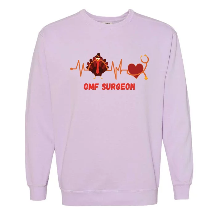 Thanksgiving Heartbeat Turkey Oral Omf Surgeon Doctor Gift Garment-Dyed Sweatshirt