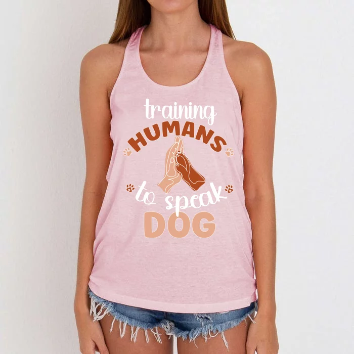 Training Hu To Speak Dog Trainer Dog Training Gift Women's Knotted Racerback Tank