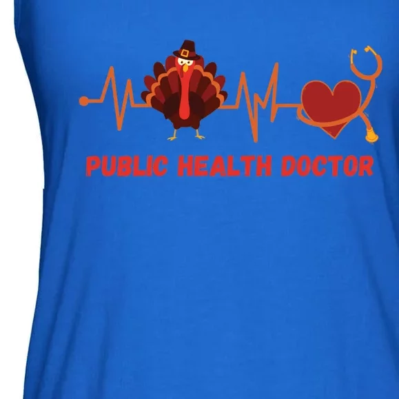 Thanksgiving Heartbeat Turkey Public Health Doctor Funny Gift Ladies Essential Flowy Tank