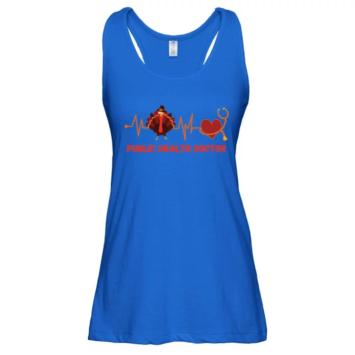 Thanksgiving Heartbeat Turkey Public Health Doctor Funny Gift Ladies Essential Flowy Tank