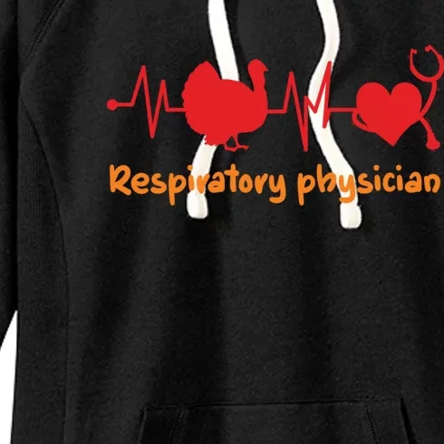 Thanksgiving Heartbeat Turkey Respiratory Physician Doctor Gift Women's Fleece Hoodie