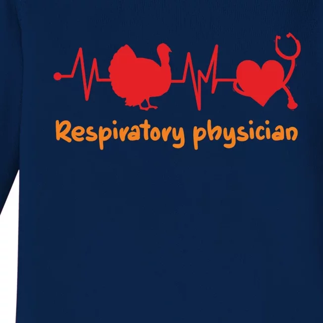 Thanksgiving Heartbeat Turkey Respiratory Physician Doctor Gift Baby Long Sleeve Bodysuit