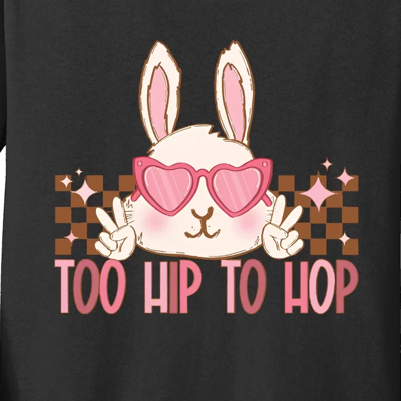 Too Hip To Hop Easter Bunny Kids Long Sleeve Shirt