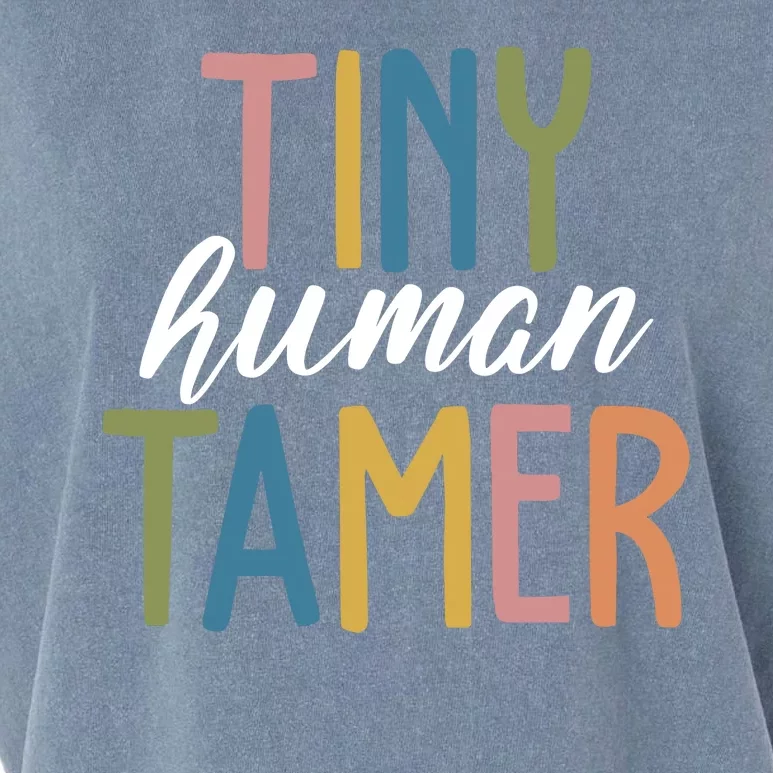 Tiny Human Tamer Kindergarten Teacher Garment-Dyed Women's Muscle Tee