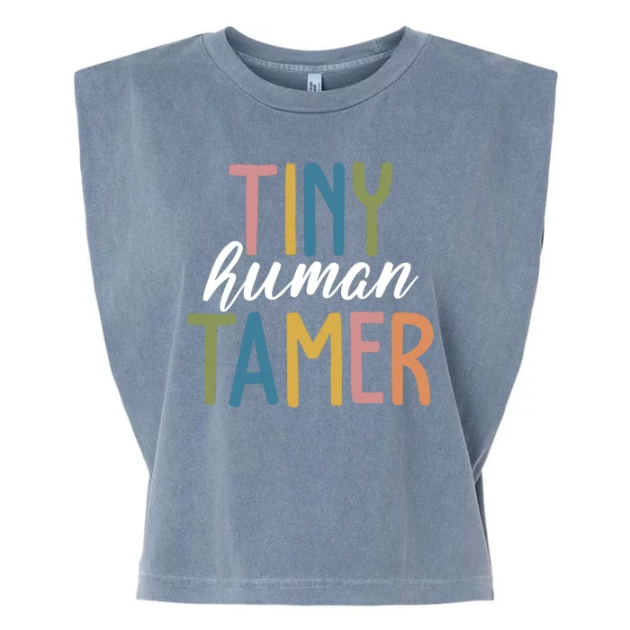 Tiny Human Tamer Kindergarten Teacher Garment-Dyed Women's Muscle Tee