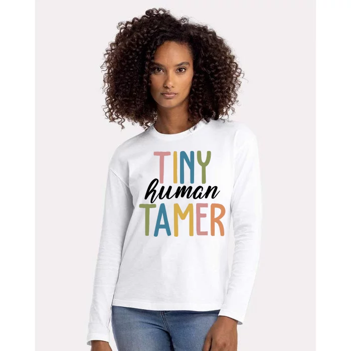 Tiny Human Tamer Kindergarten Teacher Womens Cotton Relaxed Long Sleeve T-Shirt