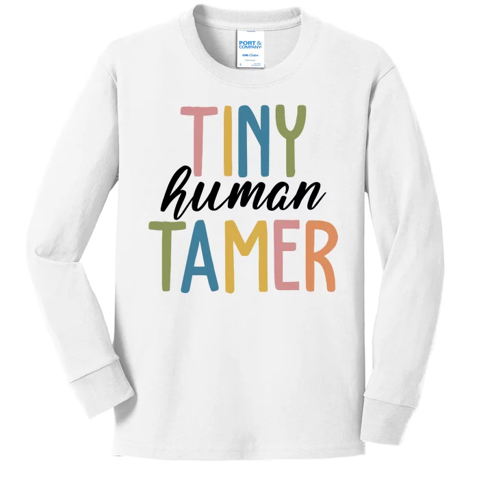 Tiny Human Tamer Kindergarten Teacher Kids Long Sleeve Shirt