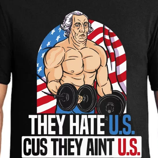 They Hate Us Cuz They Aint Us America USA Flag 4th Of July Pajama Set