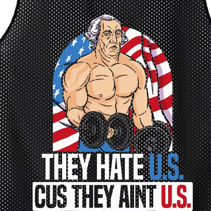 They Hate Us Cuz They Aint Us America USA Flag 4th Of July Mesh Reversible Basketball Jersey Tank