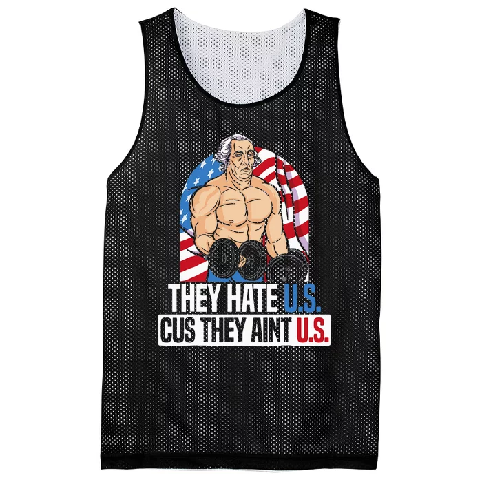 They Hate Us Cuz They Aint Us America USA Flag 4th Of July Mesh Reversible Basketball Jersey Tank