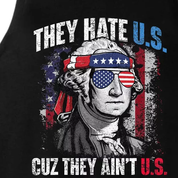 They Hate Us Cuz They AinT Us Usa American Flag 4th Of July Ladies Tri-Blend Wicking Tank