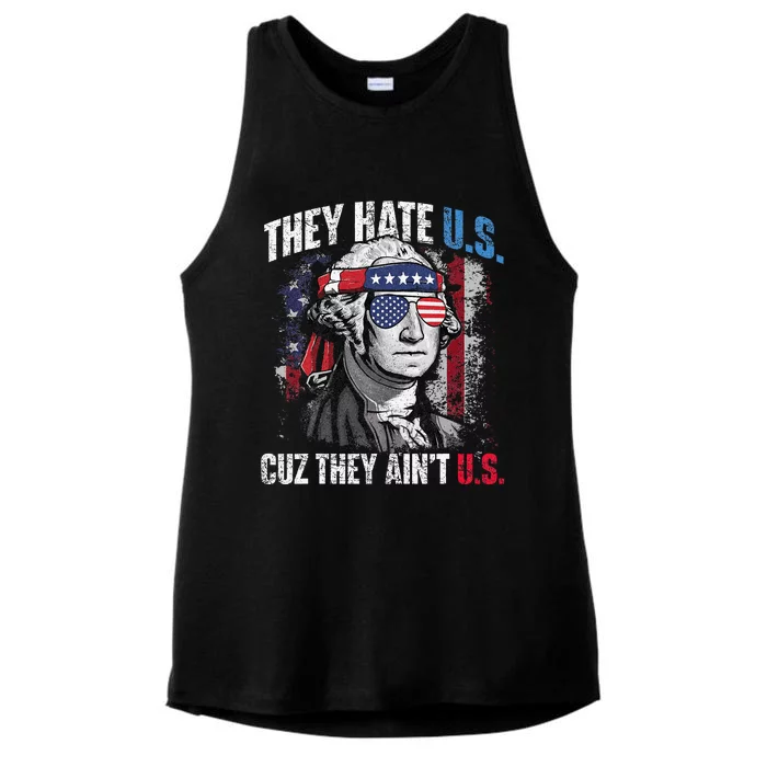 They Hate Us Cuz They AinT Us Usa American Flag 4th Of July Ladies Tri-Blend Wicking Tank