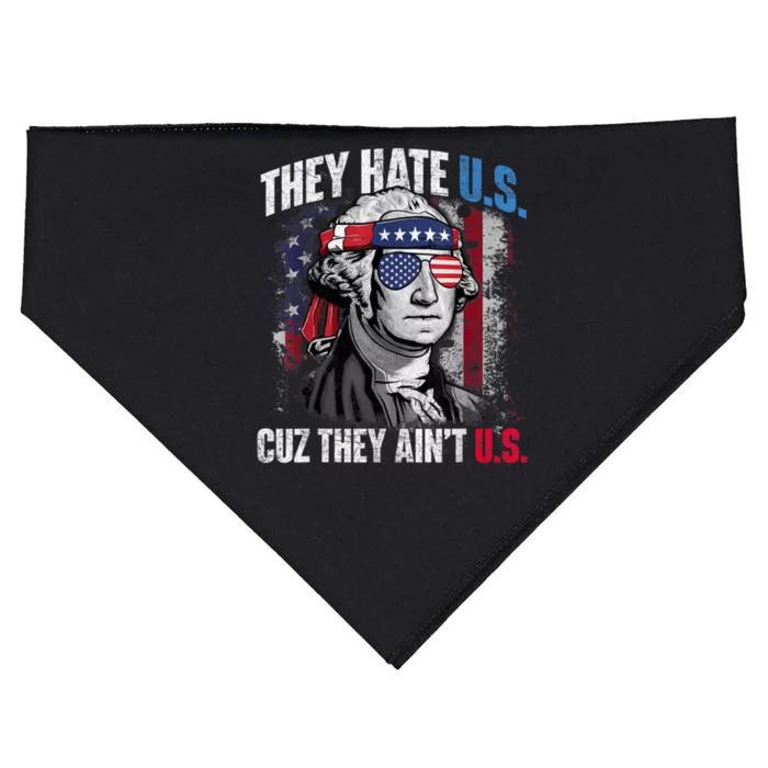 They Hate Us Cuz They Aint Us USA American Flag 4th Of July USA-Made Doggie Bandana