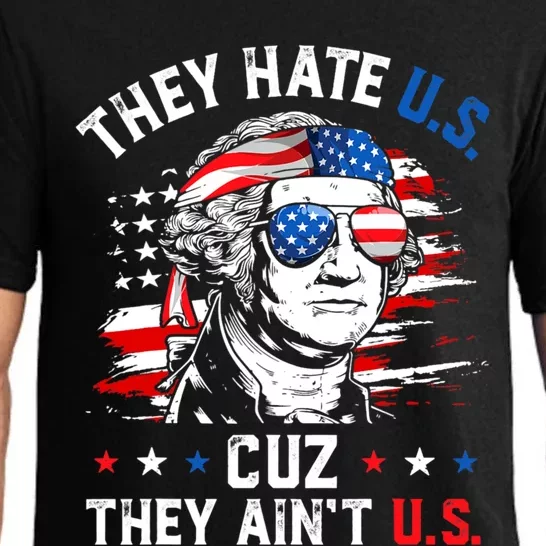 They Hate Us Cuz They Aint Us USA American Flag 4th Of July Pajama Set