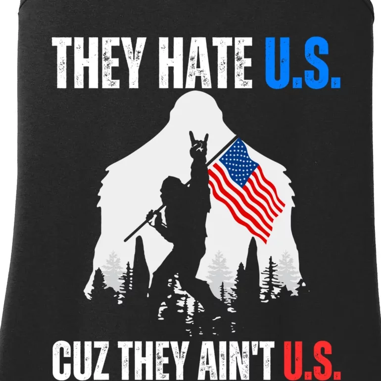 They Hate Us Cuz They Aint Us USA American Flag 4th Of July Ladies Essential Tank