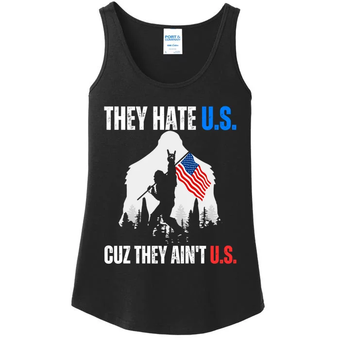 They Hate Us Cuz They Aint Us USA American Flag 4th Of July Ladies Essential Tank