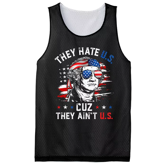 They Hate US Cuz They Aint US George Washington 4th Of July Mesh Reversible Basketball Jersey Tank