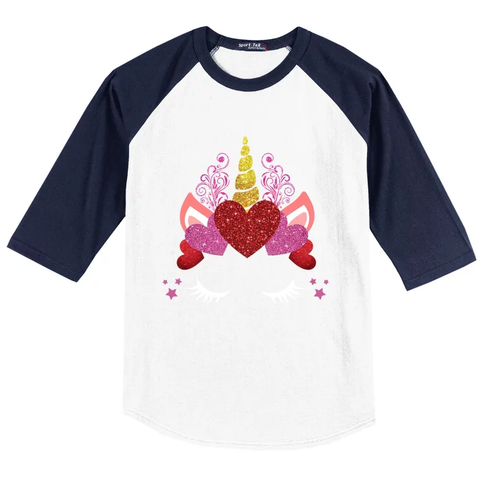 Toodlers Heart Unicorn Valentine's Day Gift Baseball Sleeve Shirt