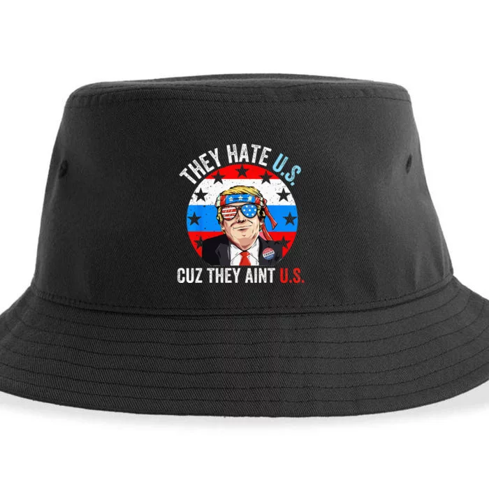 They Hate Us Cuz They Ain't Us Funny 4th of July USA Sustainable Bucket Hat