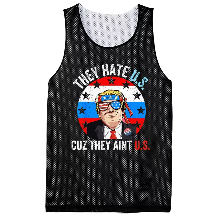 They Hate Us Cuz They Ain't Us Funny 4th of July USA Mesh Reversible Basketball Jersey Tank