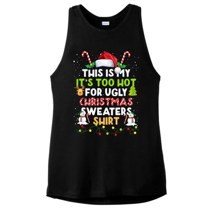 Too Hot Ugly Christmas Sweaters Funny Xmas Family Ladies Tri-Blend Wicking Tank