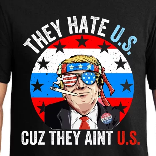 They Hate Us Cuz They Aint Us Funny 4th Of July USA Flag Pajama Set