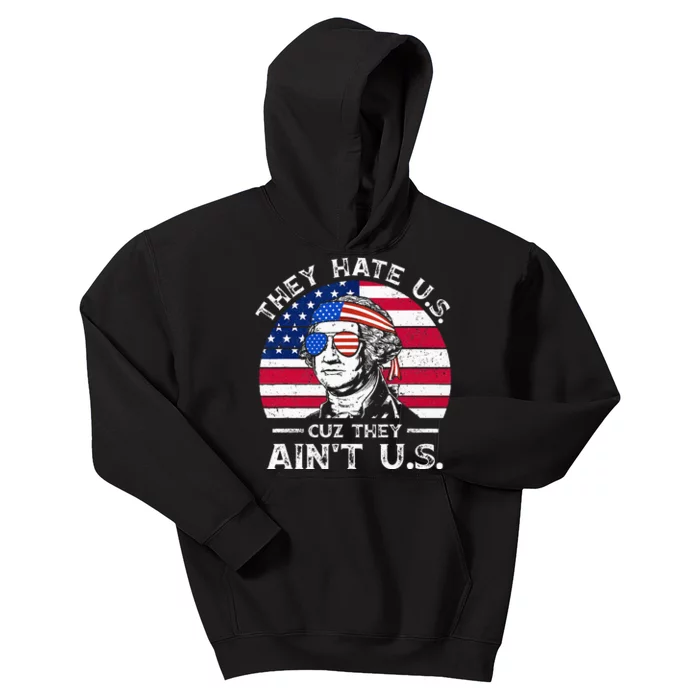 They Hate Us Cuz They Ain't Us Funny 4th of July USA Flag Kids Hoodie